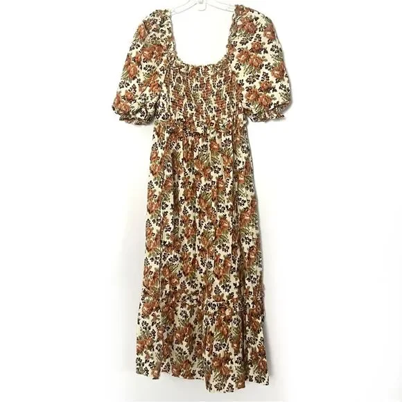 Anthropologie Love The Label Floral Puff Sleeve Maxi Dress - Small - Picture 3 of 8